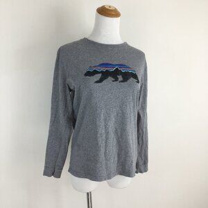 PATAGONIA Girls Gray Multi Color Print 100% Organic Cotton Long Sleeve Shirt